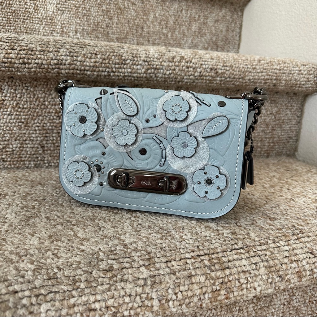 Coach Mini Bag In Light Blue With Floral Design